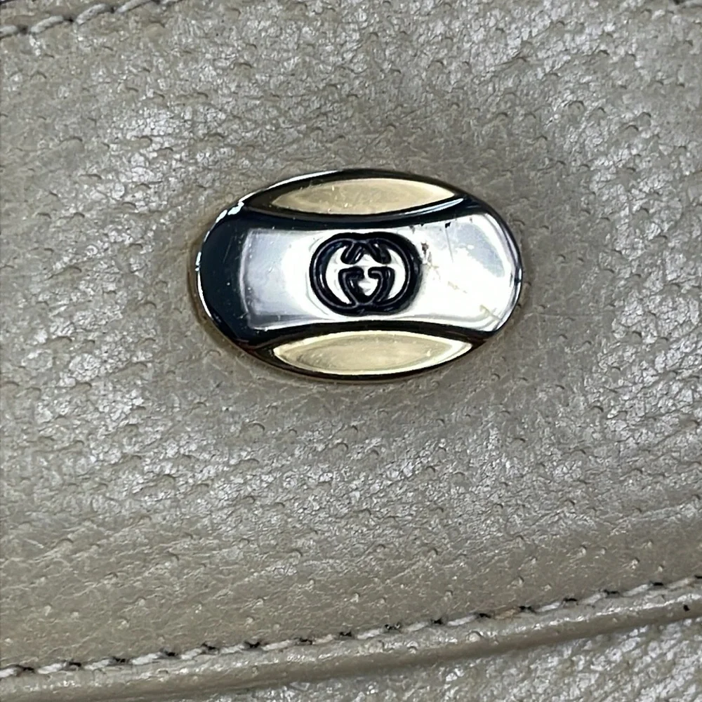 Vintage Gucci Beige Double Flap Clutch Bag Sherry Web Trim